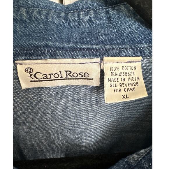 Cami Rose Denim‎ Shirt Teddy Bear Embroidered Button Up Short Sleeve Top - Picture 4 of 8